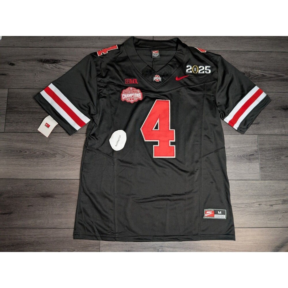 Jeremiah Smith #4 Ohio Buckeyes ๐ 2025 BLACKOUT Natty Champs Jersey Medium - Picture 5 of 5